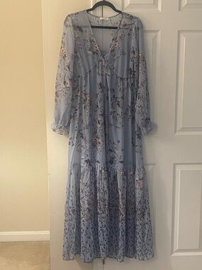 lovestitch Light Blue Floral Maxi Dress
